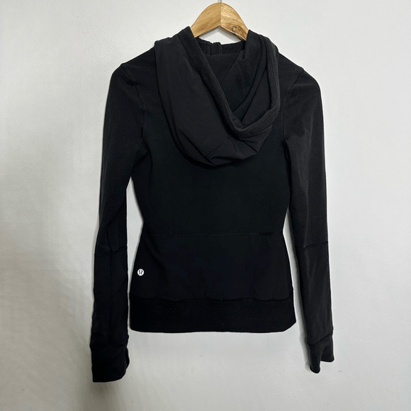 LULULEMON Voyage Hoodie Black hooded terry SWEATSHIRT womens 2 4 - Picture 4 of 4